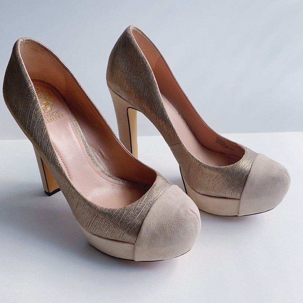 Vince Camuto Nude Suede Pumps
